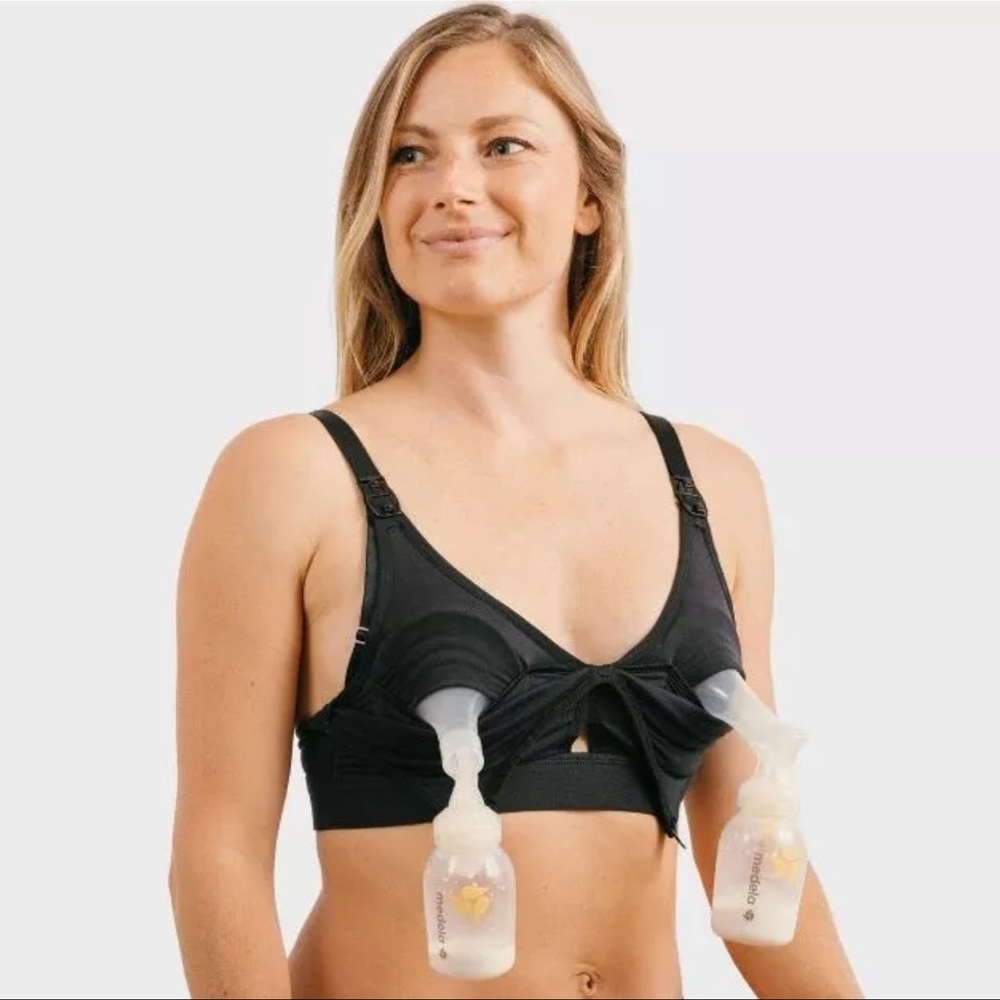 Simple Wishes Women's All-in-1 SuperMom Nursing & Pumping Bralette Bra Black L